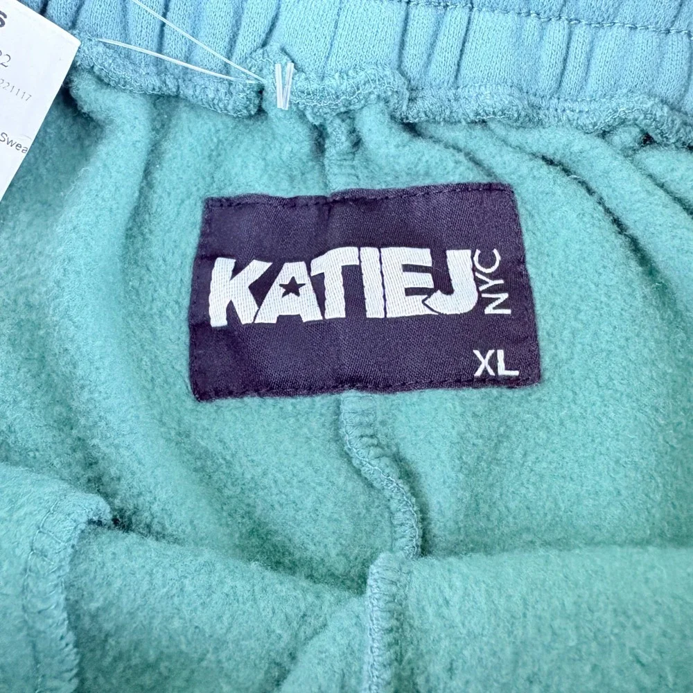 KatieJ NYC Emma Oversized Washed Sweatpants TWEEN XL Green Blue Ombre Dip Dye